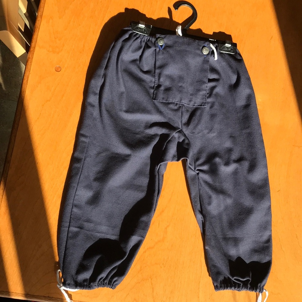 Boys Drop front Breeches Navy blue. 1700-1800’s. Adjustable size 24 in/36 in.